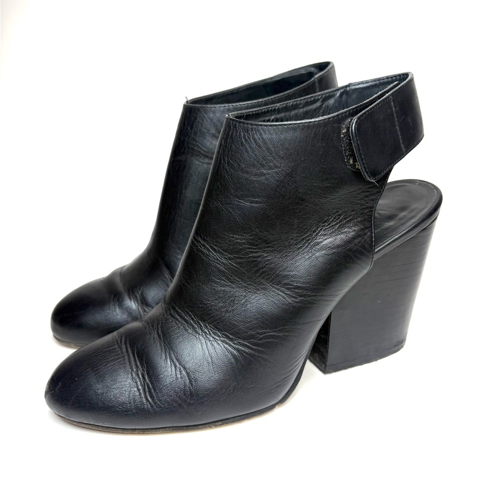 Vince Black Leather Heeled Ankle Bootie | 7.5 - Picture 2 of 9